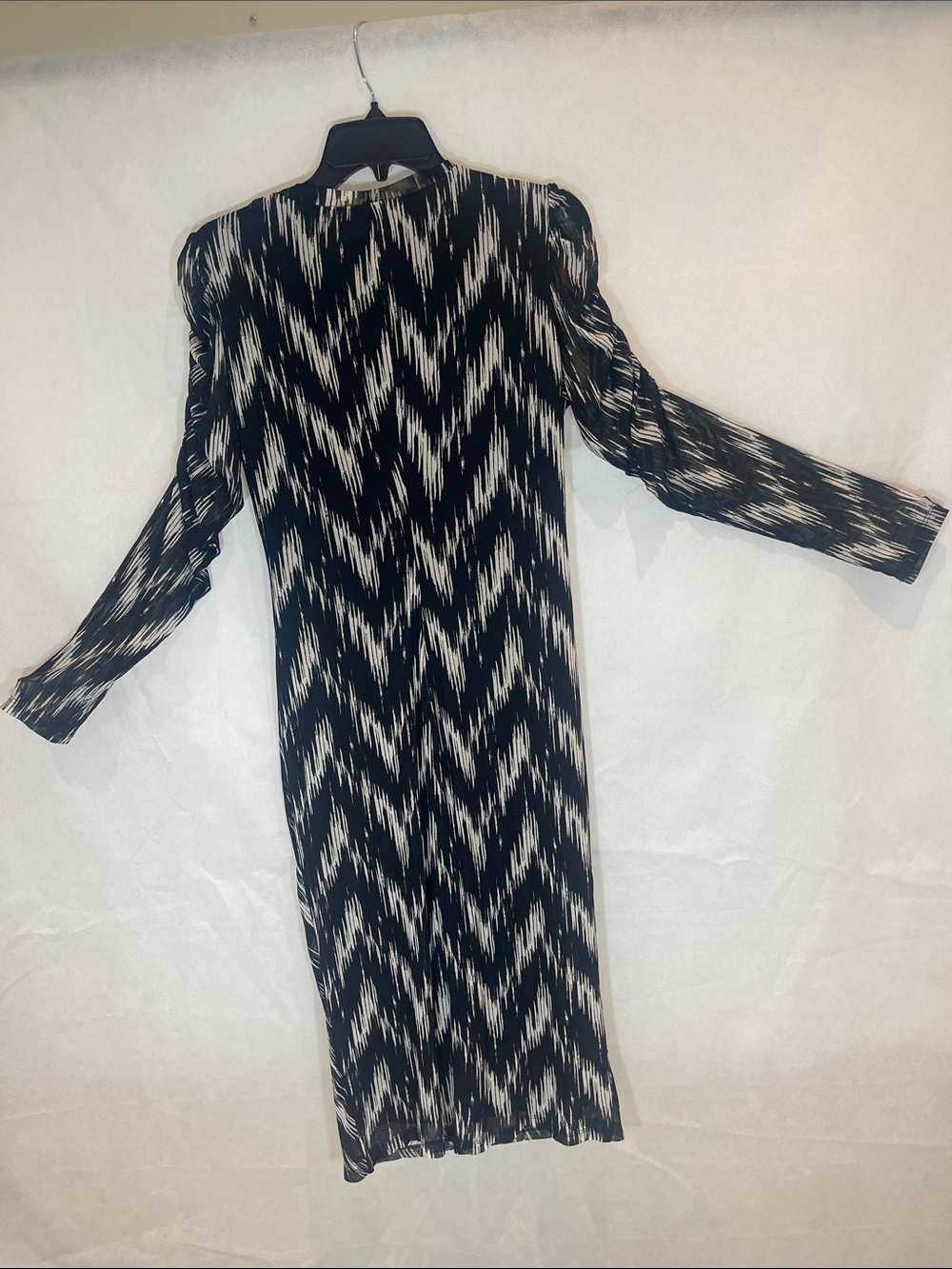 NINE WEST = Size 8 , Black & White Zigzag Maxi Dress - Women's Long Sleeve - Picture 10 of 12